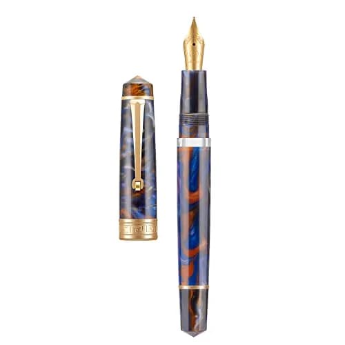 Asvine P20 Piston Fountain Pen Purple Resin, Extra Fine Nib, Gold Trim | Smooth Writer Collection with Case Set — Purple