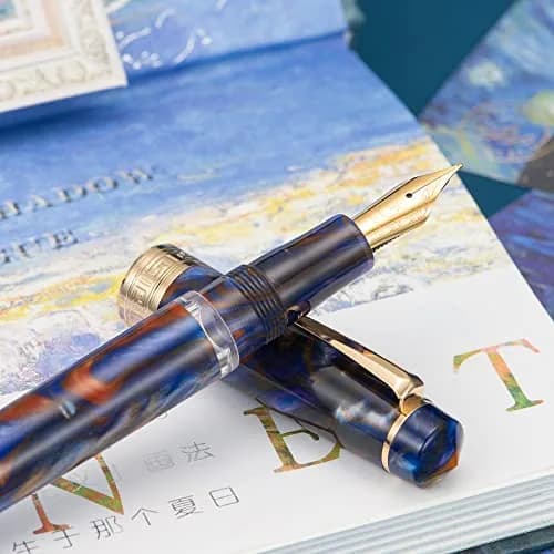 Asvine P20 Piston Fountain Pen Purple Resin, Extra Fine Nib, Gold Trim | Smooth Writer Collection with Case Set thumbnail 5