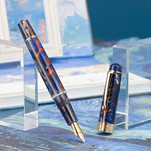 Asvine P20 Piston Fountain Pen Purple Resin, Extra Fine Nib, Gold Trim | Smooth Writer Collection with Case Set thumbnail 7