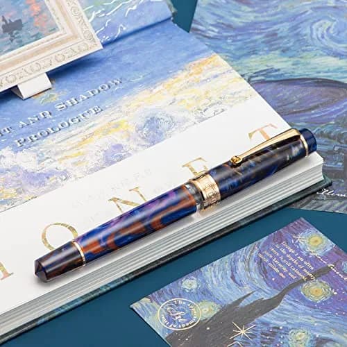 Asvine P20 Piston Fountain Pen Purple Resin, Extra Fine Nib, Gold Trim | Smooth Writer Collection with Case Set thumbnail 8