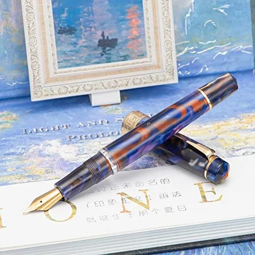 Asvine P20 Piston Fountain Pen Purple Resin, Extra Fine Nib, Gold Trim | Smooth Writer Collection with Case Set thumbnail 9