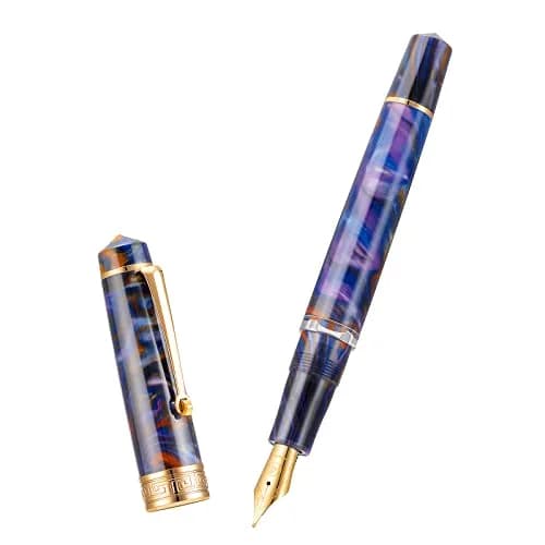 Asvine P20 Piston Fountain Pen Purple Resin, Iridium Medium Nib Gold Trim Business Signature, Smooth Writer Collection with Case Set thumbnail 2