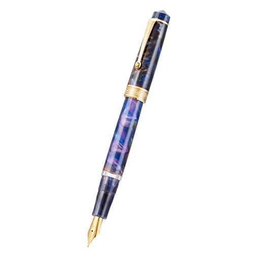 Asvine P20 Piston Fountain Pen Purple Resin, Iridium Medium Nib Gold Trim Business Signature, Smooth Writer Collection with Case Set thumbnail 3