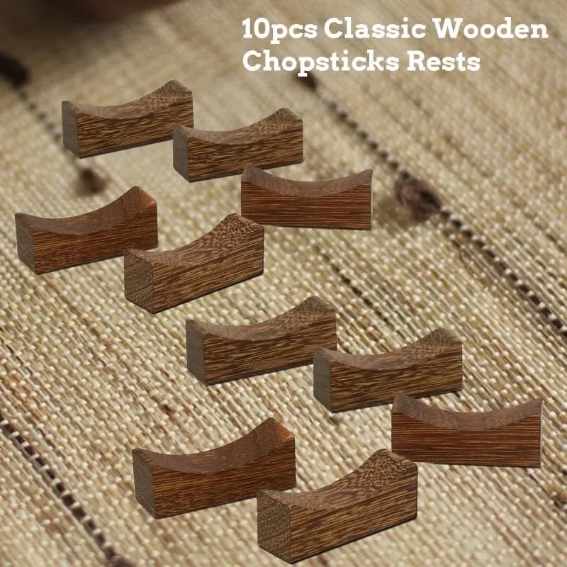 YTLX Natural Wenge Wood Chopstick Rests Set of 10 | Sturdy & Smooth for Kitchen Dining thumbnail 5