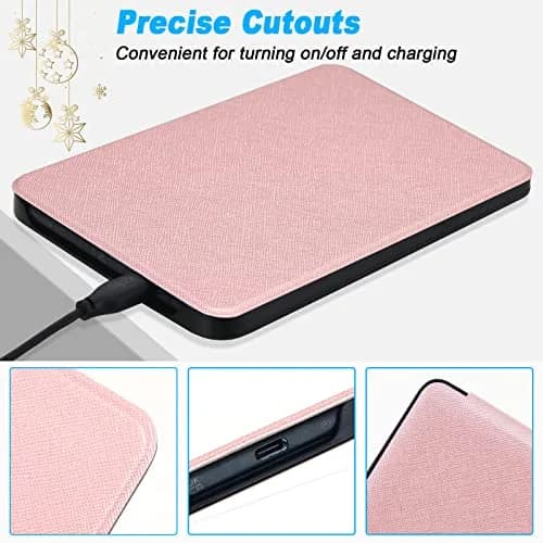 DMLuna Rose Gold Folio Case for Kobo Clara BW/Colour/2E 6" | Auto Sleep Wake PU Leather Cover thumbnail 5