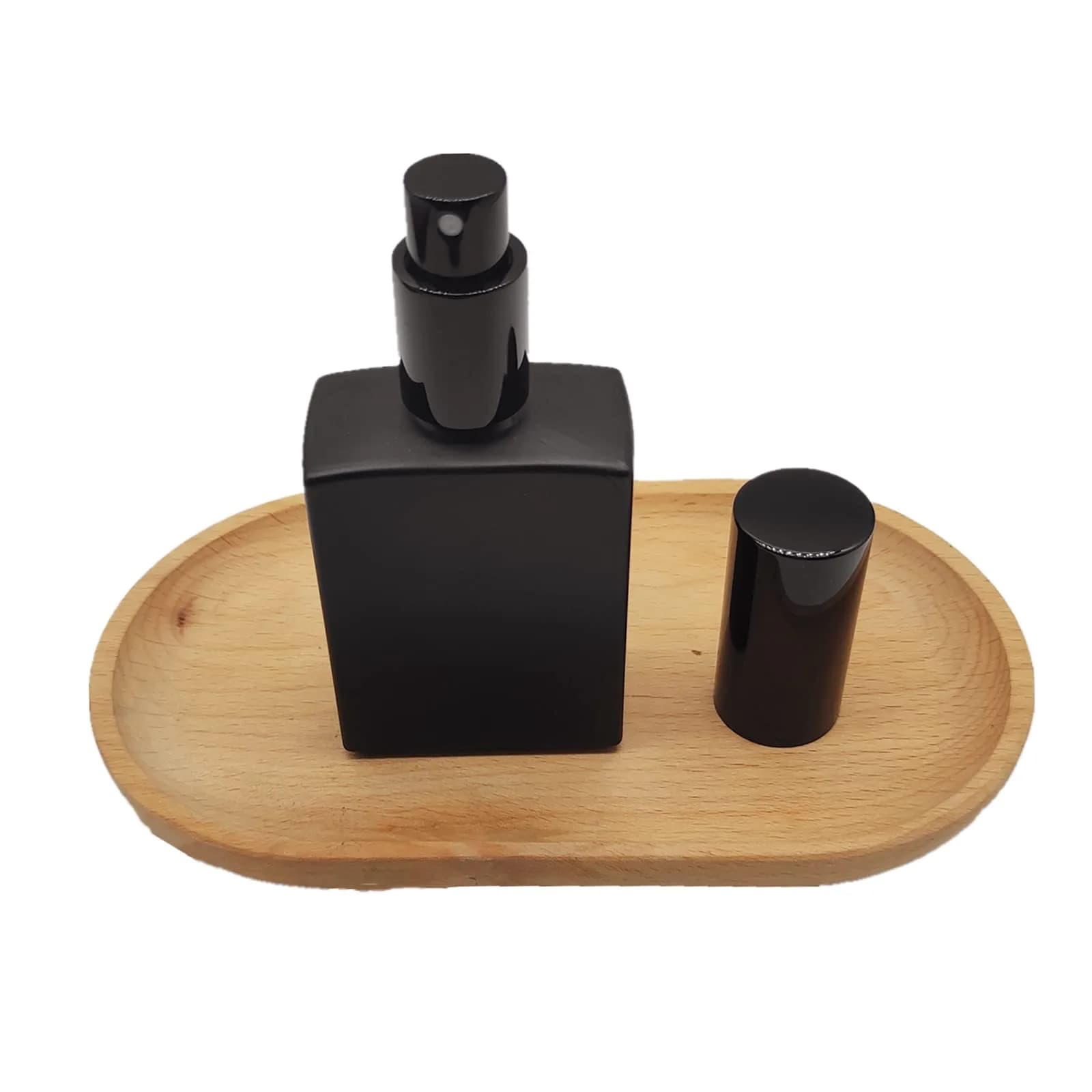 PimyRcyi 8PCS Square Glass Spray Bottle 50ml (1.7oz) | Matte Black Fine Mist Refillable Container - view 4