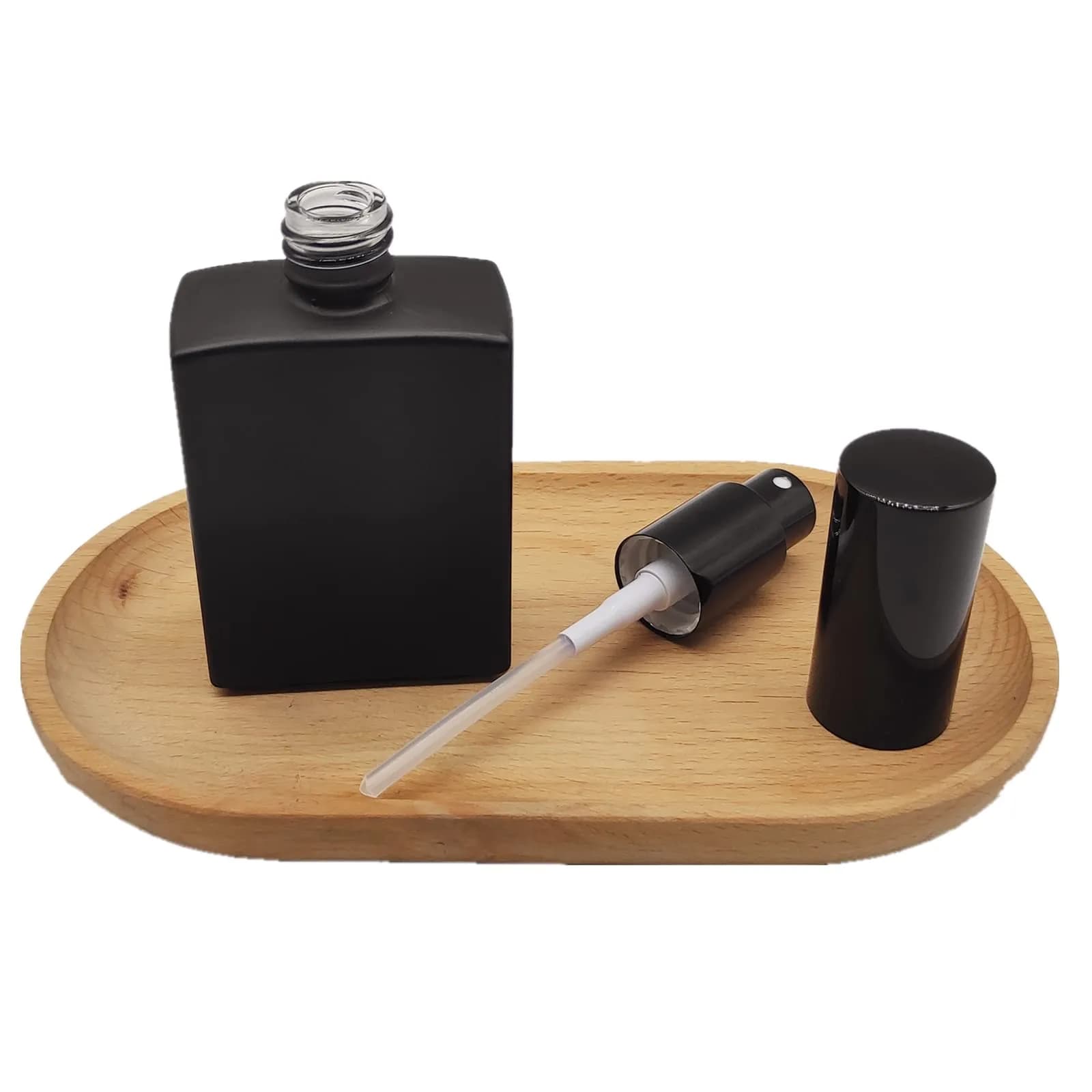 PimyRcyi 8PCS Square Glass Spray Bottle 50ml (1.7oz) | Matte Black Fine Mist Refillable Container - view 5