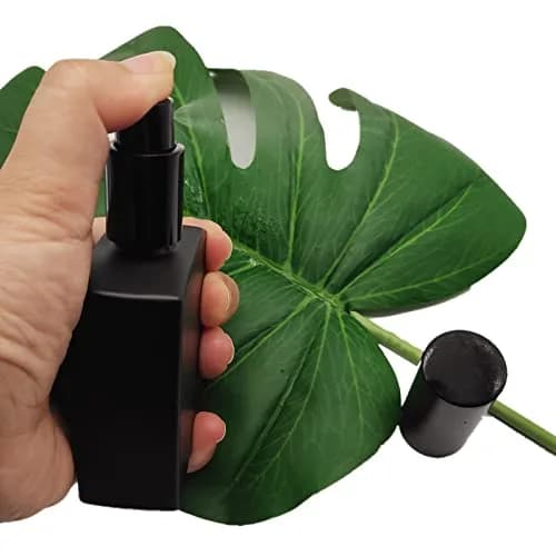 PimyRcyi 8PCS Square Glass Spray Bottle 50ml (1.7oz) | Matte Black Fine Mist Refillable Container thumbnail 6