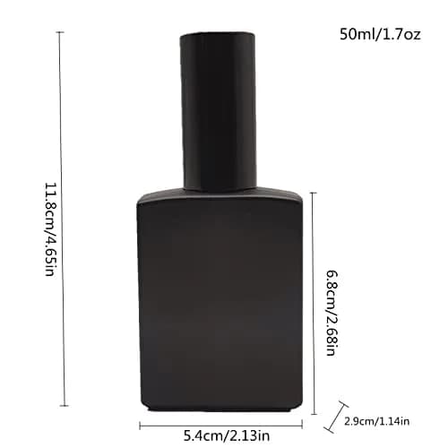 PimyRcyi 8PCS Square Glass Spray Bottle 50ml (1.7oz) | Matte Black Fine Mist Refillable Container thumbnail 2