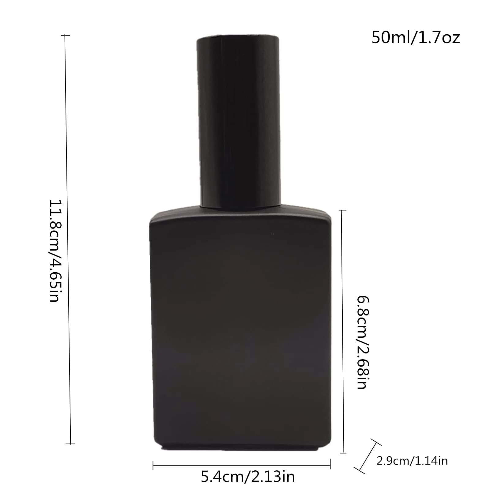 PimyRcyi 8PCS Square Glass Spray Bottle 50ml (1.7oz) | Matte Black Fine Mist Refillable Container - view 2
