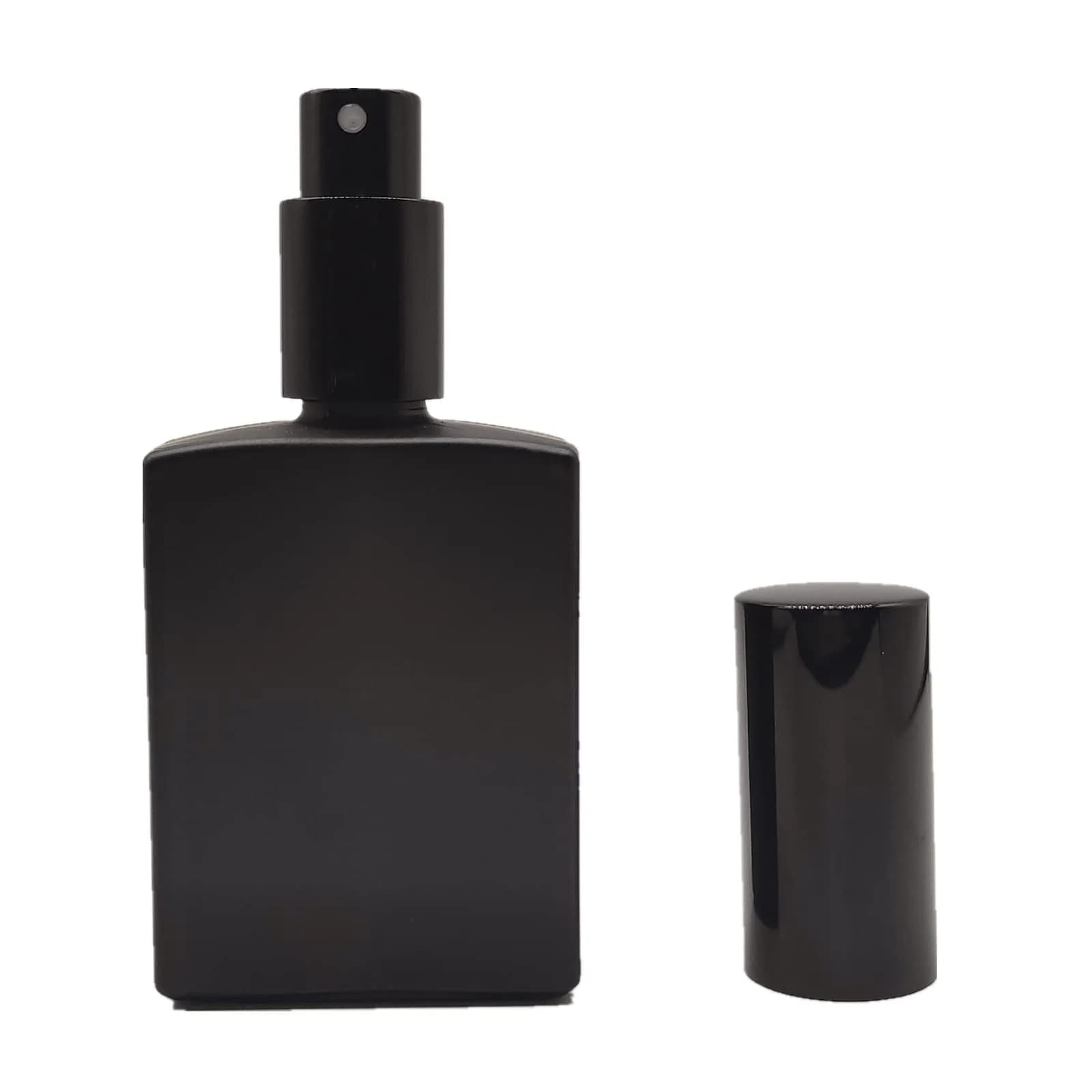 PimyRcyi 8PCS Square Glass Spray Bottle 50ml (1.7oz) | Matte Black Fine Mist Refillable Container - view 3