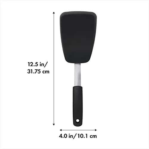 OXO Good Grips Large Silicone Flexible Turner & Tongs Set, Black | Heat-Resistant to 600°F, Non-Stick Safe thumbnail 6