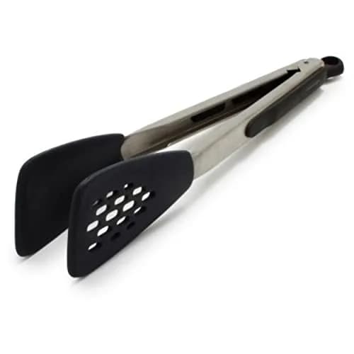 OXO Good Grips Large Silicone Flexible Turner & Tongs Set, Black | Heat-Resistant to 600°F, Non-Stick Safe thumbnail 2