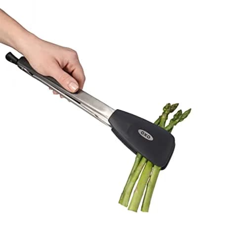 OXO Good Grips Large Silicone Flexible Turner & Tongs Set, Black | Heat-Resistant to 600°F, Non-Stick Safe thumbnail 3