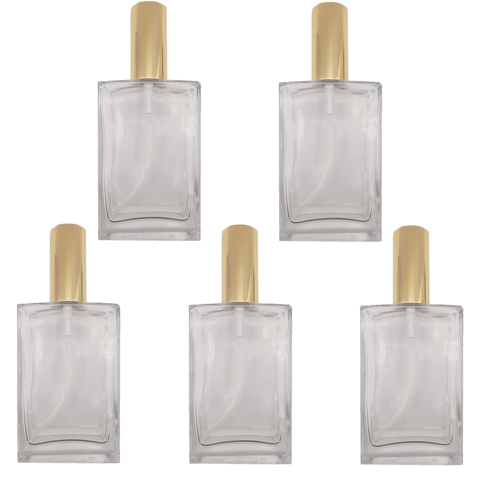 PimyRcyi 5PCS Square Glass Spray Bottle 100ml (3.4oz) | Fine Mist Refillable Perfume Container