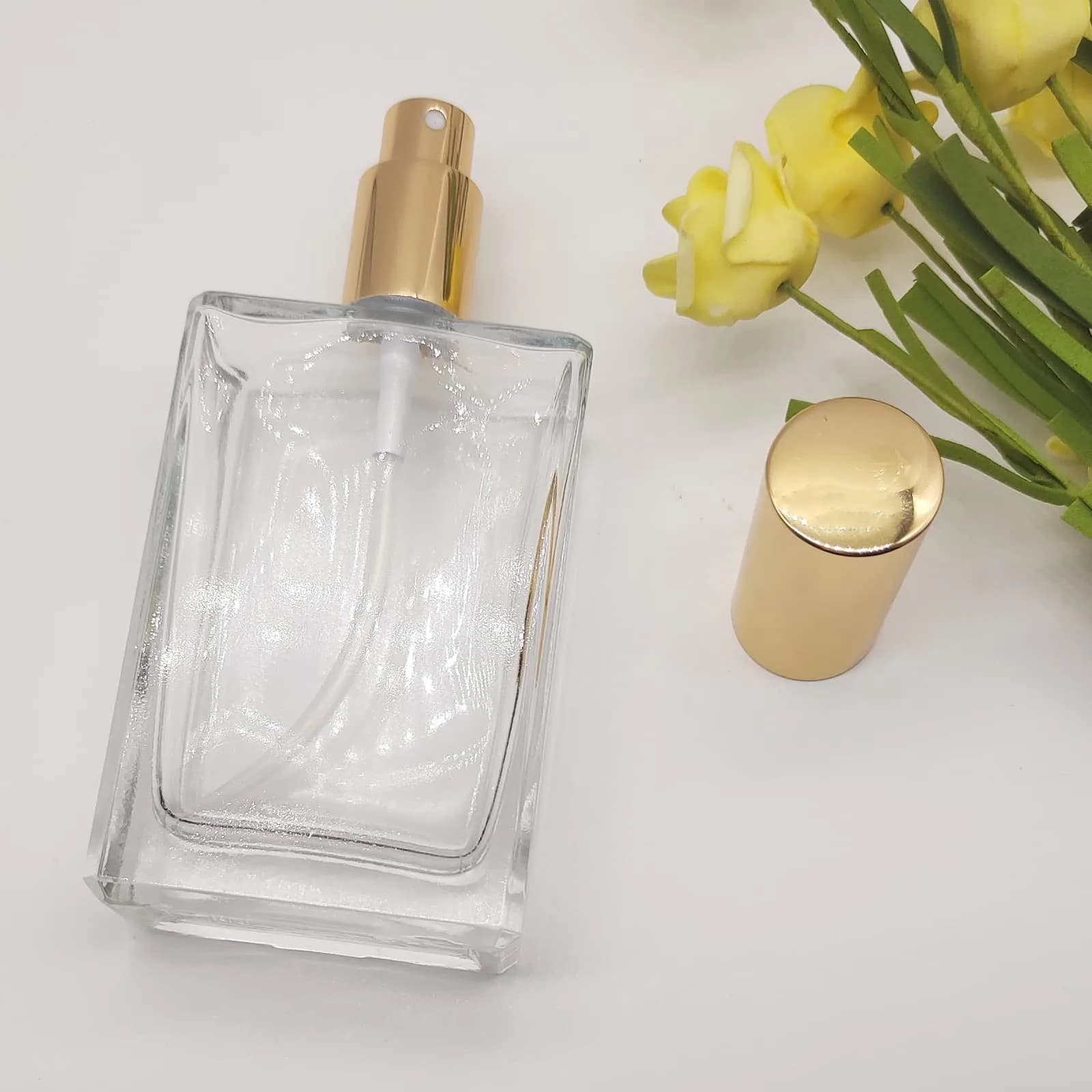 PimyRcyi 5PCS Square Glass Spray Bottle 100ml (3.4oz) | Fine Mist Refillable Perfume Container - view 6