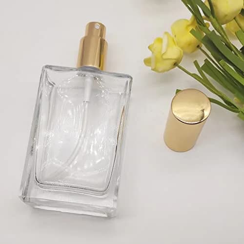 PimyRcyi 5PCS Square Glass Spray Bottle 100ml (3.4oz) | Fine Mist Refillable Perfume Container thumbnail 6