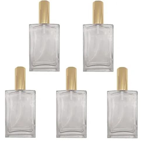 PimyRcyi 5PCS Square Glass Spray Bottle 100ml (3.4oz) | Fine Mist Refillable Perfume Container thumbnail 1
