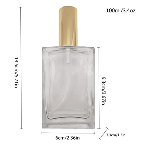 PimyRcyi 5PCS Square Glass Spray Bottle 100ml (3.4oz) | Fine Mist Refillable Perfume Container thumbnail 2