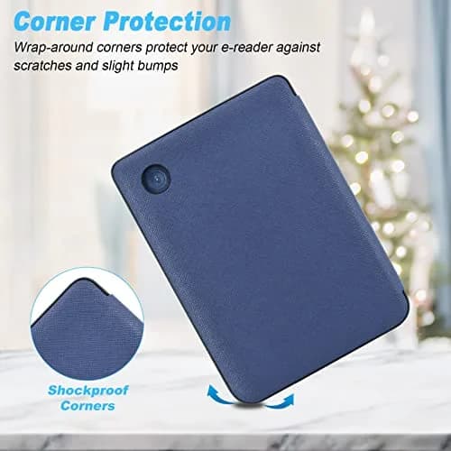 DMLuna Case for Kobo Clara 2E 6" - Ultra Slim Lightweight PU Leather Folio with Auto Sleep/Wake Function, Navy Blue | Imported from USA thumbnail 4
