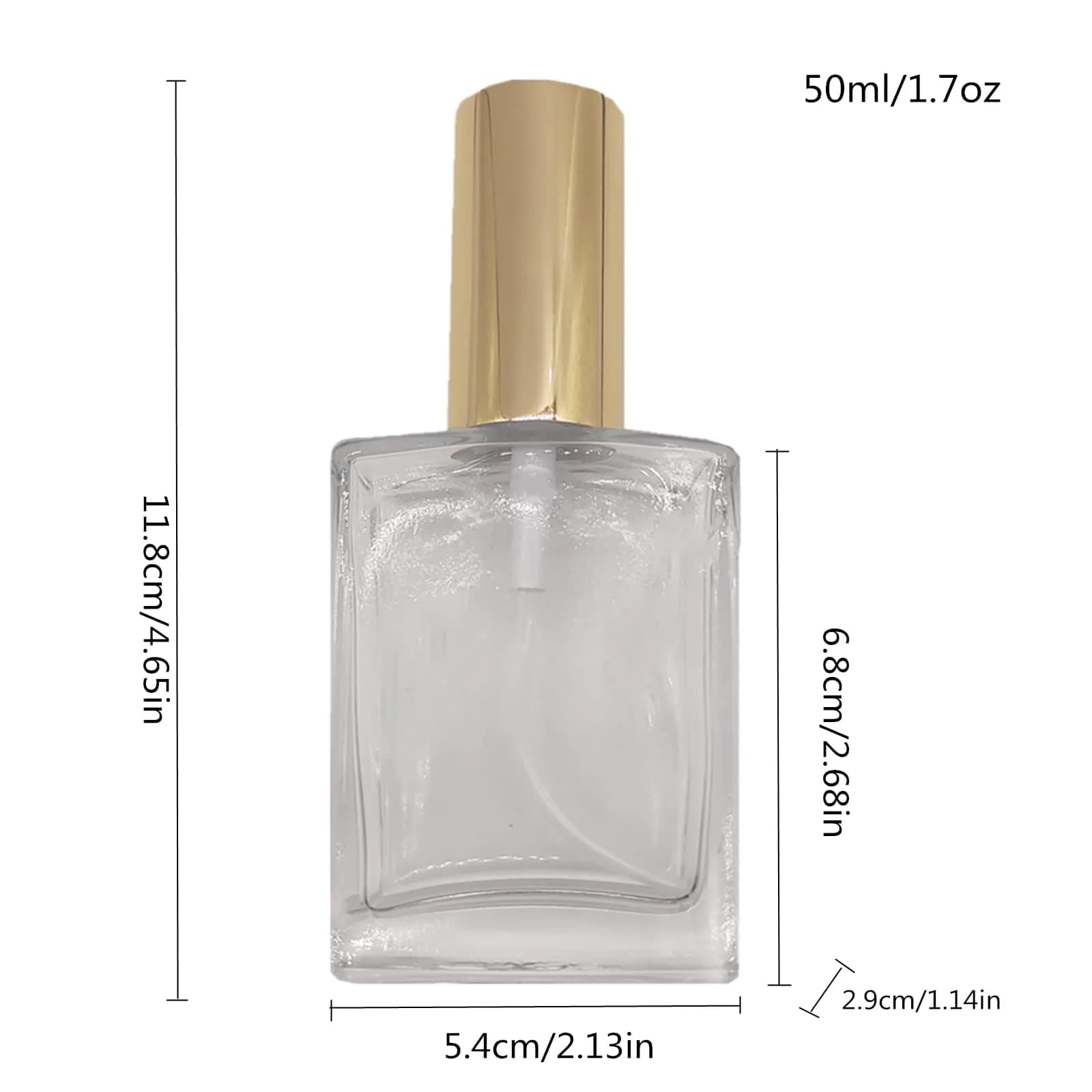 PimyRcyi 8PCS Square Glass Spray Bottle 50ml (1.7oz) | Fine Mist Refillable Perfume Atomiser - view 2