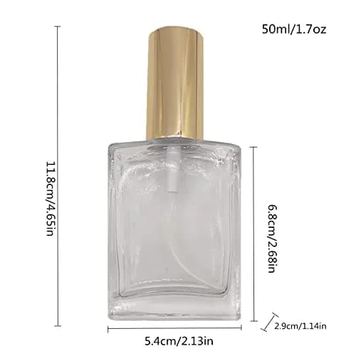PimyRcyi 8PCS Square Glass Spray Bottle 50ml (1.7oz) | Fine Mist Refillable Perfume Atomiser thumbnail 2