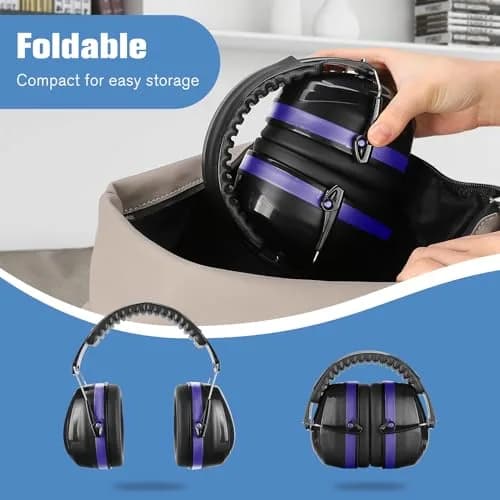 ProCase NRR 32dB Safety Earmuffs for Adults & Kids | Foldable Noise Reduction Earmuffs with Comfortable Fit for Shooting, Construction, Mowing and Sensory Support - Blue thumbnail 6