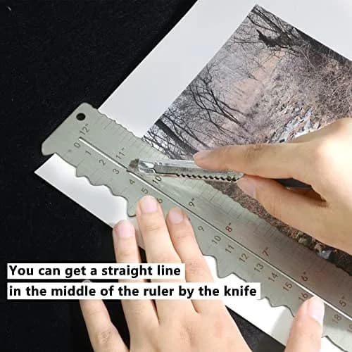 UPTTHOW Metal Irregular Edges Ruler for Paper Tearing | 12" Measuring Tool for DIY & Art thumbnail 4