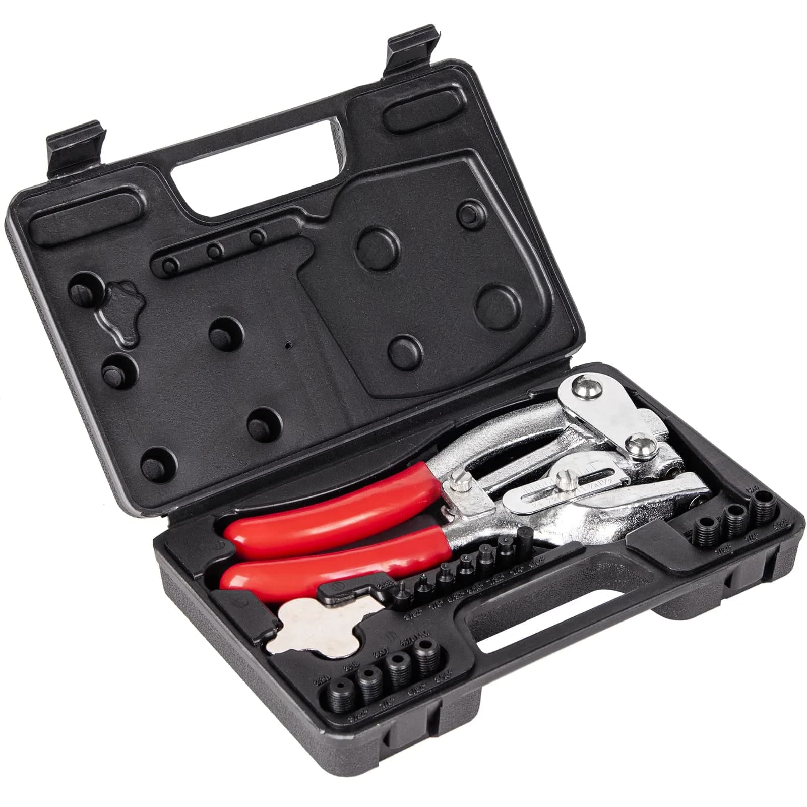 NiQinWuKin Heavy Duty Hole Punch Tool Set | Professional Metal Hand Punch 3/32in to 9/32in | Red