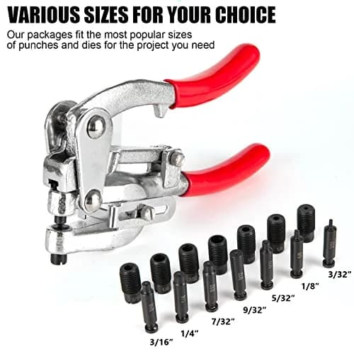 NiQinWuKin Heavy Duty Hole Punch Tool Set | Professional Metal Hand Punch 3/32in to 9/32in | Red thumbnail 3