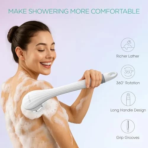 VOYOR BC100 Electric Body Brush with Long Handle | 4-in-1 Exfoliating Spin Brush for Shower thumbnail 2
