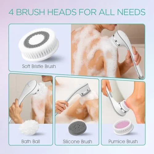 VOYOR BC100 Electric Body Brush with Long Handle | 4-in-1 Exfoliating Spin Brush for Shower thumbnail 3
