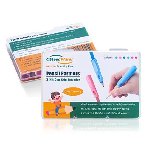 OSteed Pencil Grip, Extender & Cap 3 In 1 | Multi-Functional, Food-Grade Silicone, 6 Pcs thumbnail 8