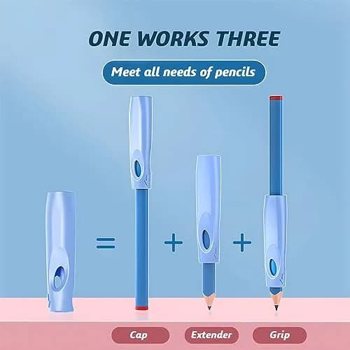 OSteed Pencil Grip, Extender & Cap 3 In 1 | Multi-Functional, Food-Grade Silicone, 6 Pcs thumbnail 2