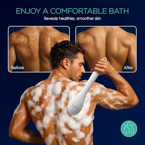 VOYOR Electric Silicone Body Scrubber BC100 Blue | Long Handle Back Scrubber for Shower with 4 Brush Heads thumbnail 7
