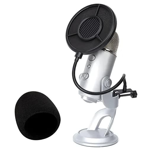 YOUSHARES Blue Yeti Pop Filter Foam Windscreen with Gooseneck & Clamp, 14cm (5.5 Inch) Diameter, 6-Layer Metal Mesh | Professional Mic Accessory for Recording & Streaming thumbnail 1
