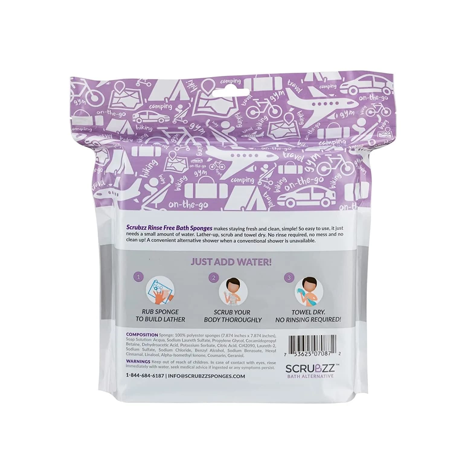 Scrubzz Disposable No Rinse Bathing Wipes for Sensitive Skin - Lavender Scent, 25 Count (Pack of 4) - view 7