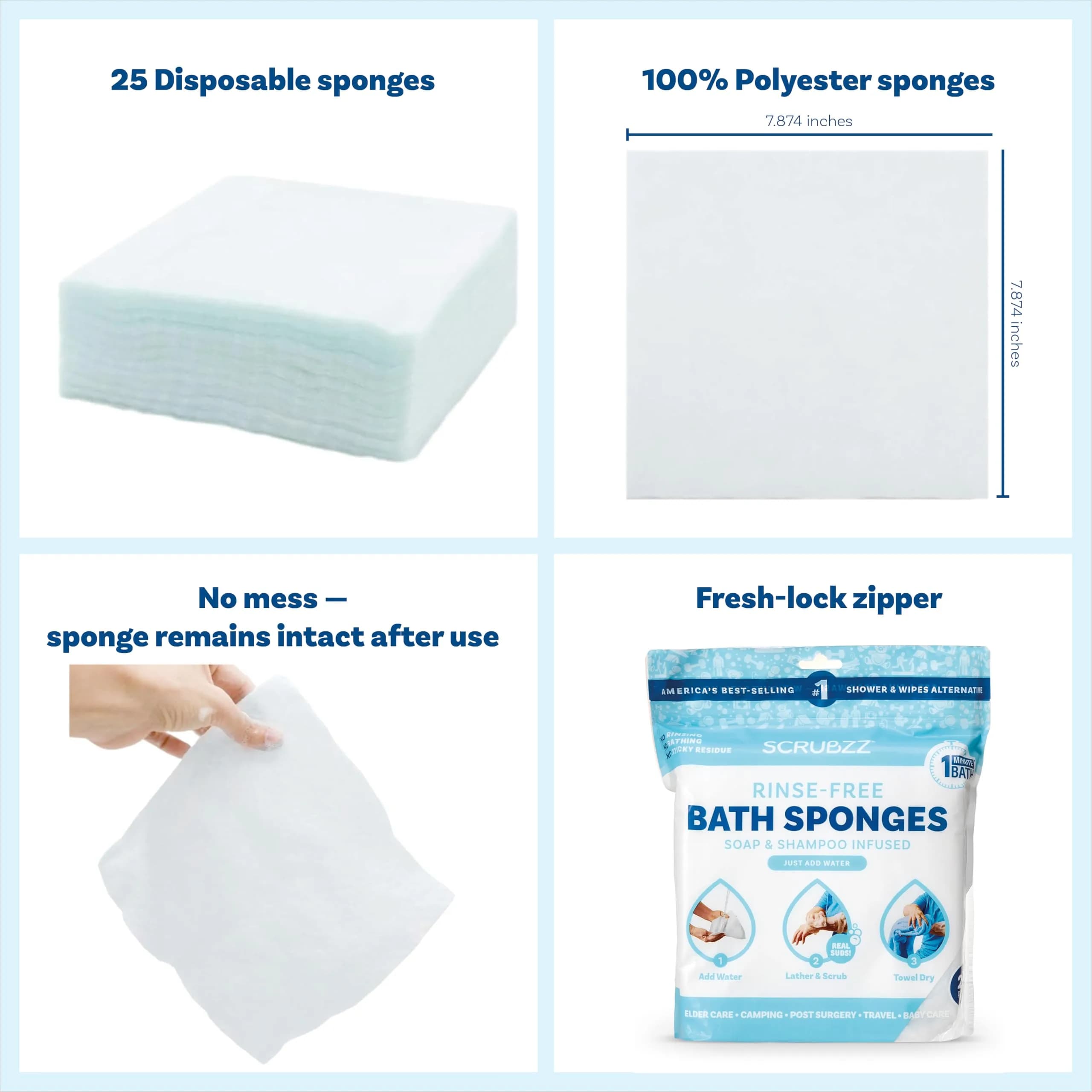 Scrubzz Disposable No Rinse Bathing Wipes for Sensitive Skin - Lavender Scent, 25 Count (Pack of 4) - view 2