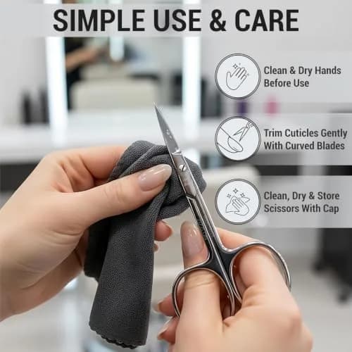 ZIZZLON Cuticle Scissors Extra Fine Curved Stainless Steel Eyebrow Scissors 20mm (0.79 inch) | Precision Grooming Tool for Manicure thumbnail 5