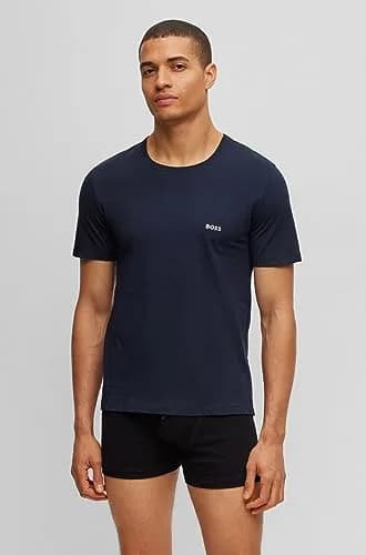 BOSS Men's 3-Pack Crew Neck Cotton Jersey T-Shirts | Bright White, Blue Navy, Soil Black, Medium thumbnail 2