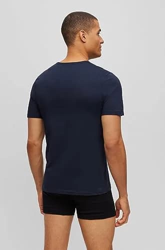 BOSS Men's 3-Pack Crew Neck Cotton Jersey T-Shirts | Bright White, Blue Navy, Soil Black, Medium thumbnail 3