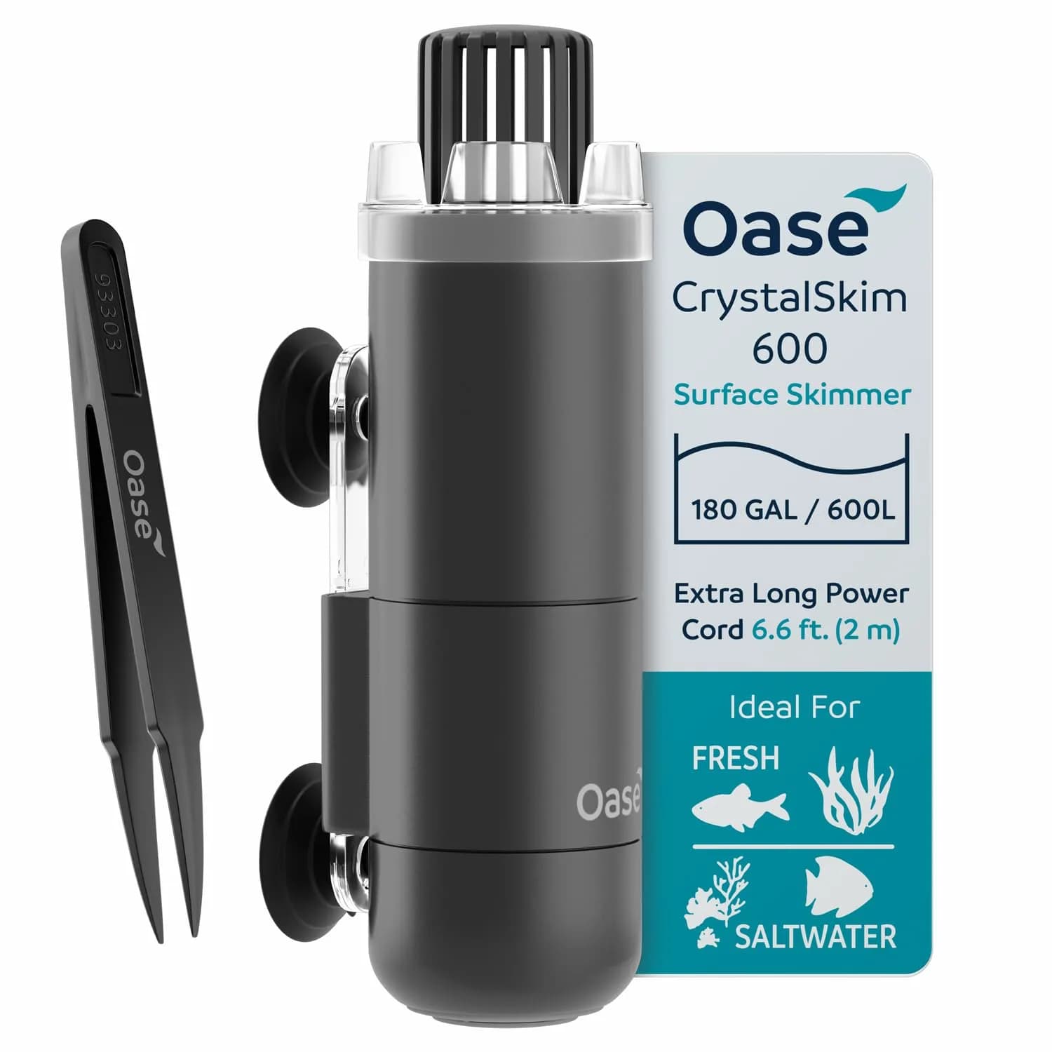 OASE CrystalSkim 600 Surface Skimmer for Freshwater and Marine Aquariums | Compact Internal Filter for Film Oil and Debris Removal