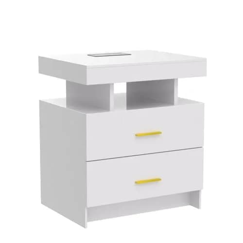 HNEBC LED Nightstand Set of 2 with Charging Station | Auto Sensor 3-Color Light, Wireless & USB Charging, 2 Drawers, Black thumbnail 4