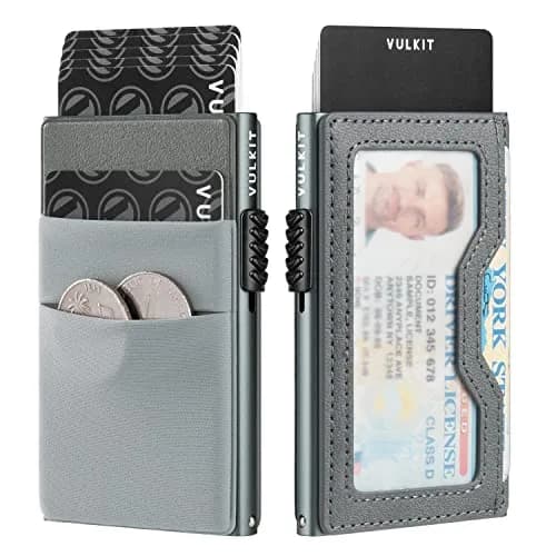 VULKIT Minimalist Wallet with ID Window & EDC Pocket Pop Up Card Holder RFID Blocking Slim Wallet Design for Airtag Cash Coins & Credit Cards thumbnail 1