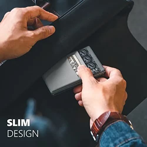 VULKIT Minimalist Wallet with ID Window & EDC Pocket Pop Up Card Holder RFID Blocking Slim Wallet Design for Airtag Cash Coins & Credit Cards thumbnail 4