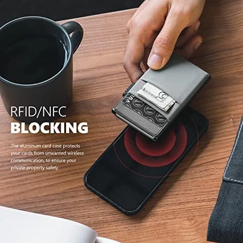 VULKIT Minimalist Wallet with ID Window & EDC Pocket Pop Up Card Holder RFID Blocking Slim Wallet Design for Airtag Cash Coins & Credit Cards thumbnail 5