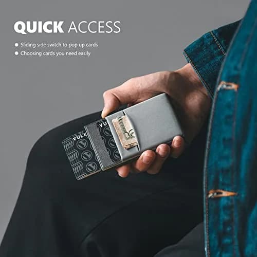 VULKIT Minimalist Wallet with ID Window & EDC Pocket Pop Up Card Holder RFID Blocking Slim Wallet Design for Airtag Cash Coins & Credit Cards thumbnail 3