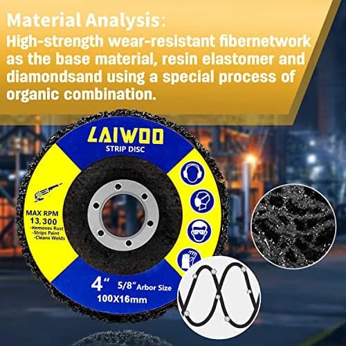 LAIWOO Black 10Pack Strip Disc Wheel 100mm (4") x 1mm (0.04") | Diamond Abrasive for Metal Surface Prep thumbnail 3