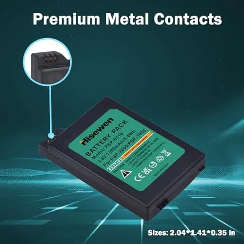 Hisewen PSP 3000 Battery and Charger for Sony PSP 2000/3000 Slim Consoles | 1500mAh Li-ion Rechargeable Pack with LED USB Charger thumbnail 4