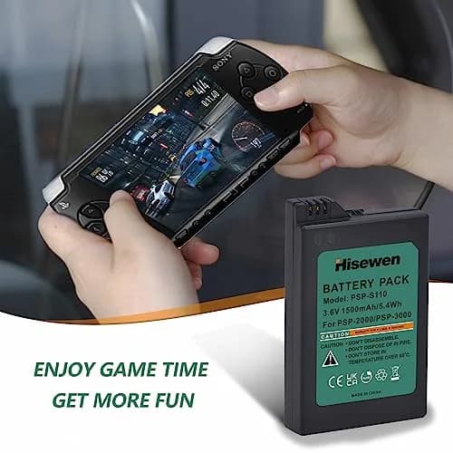 Hisewen PSP 3000 Battery and Charger for Sony PSP 2000/3000 Slim Consoles | 1500mAh Li-ion Rechargeable Pack with LED USB Charger thumbnail 7